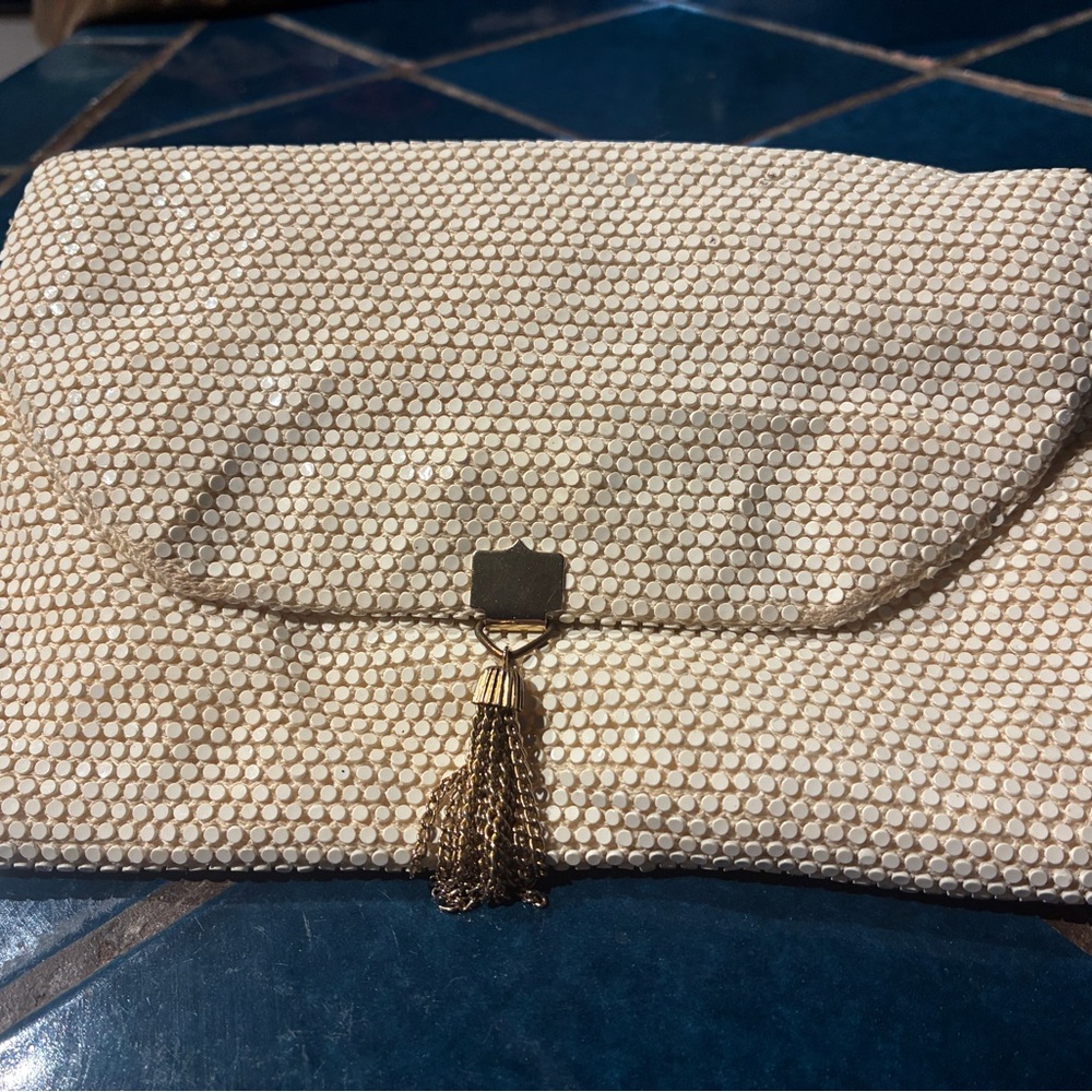 Vintage Cream Clutch with Gold Accent